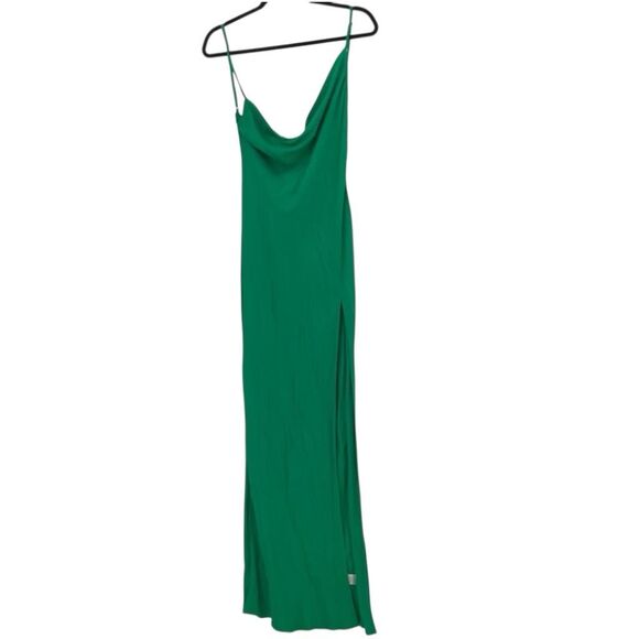 NWT Meshki Green Jade Cowl Neck Backless Sleeveless Slit Maxi Dress Size Medium - Picture 2 of 9